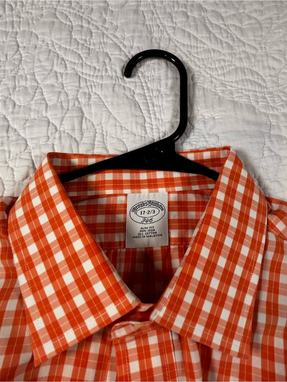 Brooks Brothers Orange and White Gingham Dress Shirt